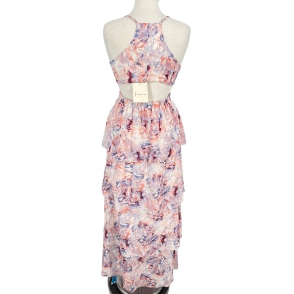 Fanco Cutout Tiered Sleeveless Maxi Dress Multicolor Pink Purple Size Medium NWT - Picture 6 of 12